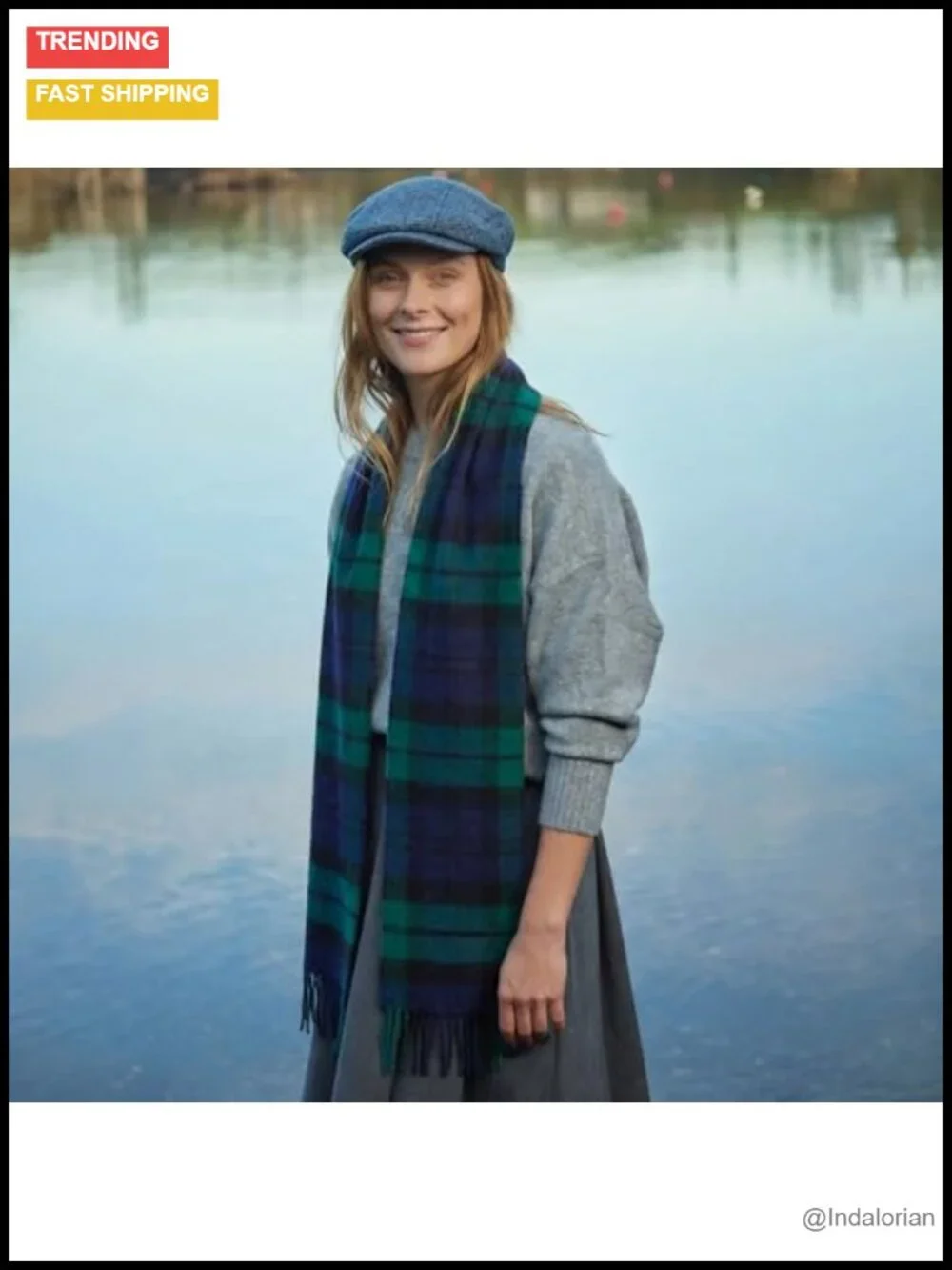 Pure Lambswool Tartan Scarf 9x78 Unisex Winter Wrap